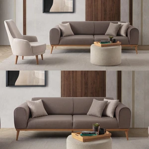 Edsy home rebull 3+1 koltuk takımı kahverengi + sütlü kahve