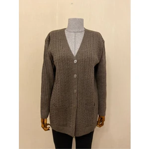 Triko Kışlık Yün Anne Hırka / Kahverengi