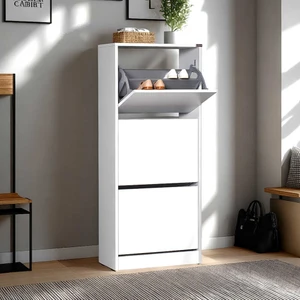 Flat Duo 3 Katlı Ayakkabılık Dolabı - Beyaz
