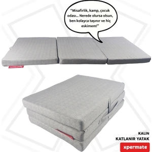 Katlanır Yatak Yer Yatağı  Katlanır Sünger Yatak Misafir Yatağı 80X180X8 Gri