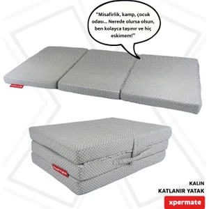 Katlanır Yatak Yer Yatağı  Katlanır Sünger Yatak Misafir Yatağı 80X180X8 Gri Puantiyeli