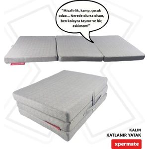 Katlanır Yatak Yer Yatağı  Katlanır Sünger Yatak Misafir Yatağı 70X180X6 Gri