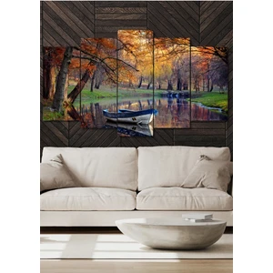 5 Parça Kayık ve Dere Duvar Dekoru Salon Oturma Yatak Odası Ofis Antre Için Tablo Seti