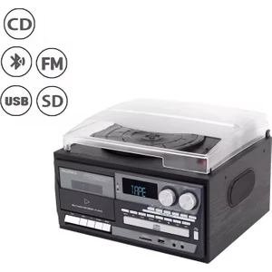 Ultratekno Hepsi Bir Arada Elektrikli Vintage Plak Çalar CD Çalar Kaset USB Bluetooth Tf Aux Özellikli Kumandalı Pikap