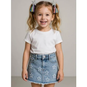Kız Çocuk Yıldız Işlemeli Kot Etek