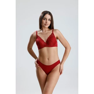 Desteksiz Dantelli Sütyen Takım | Bordo 669
