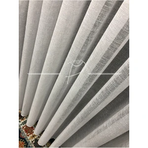 Orijinal Natürel Foldet Keten Kırışmaz Düz Tül Perde Sık Pileli