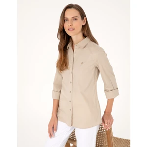Pierre Cardin Kadın Kum Slim Fit Uzun Kollu Gömlek 50313589-VR085