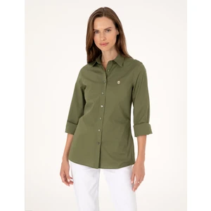Pierre Cardin Kadın Açık Haki Slim Fit Uzun Kollu Gömlek 50313589-VR183