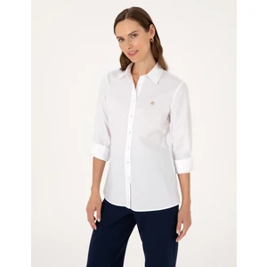 Pierre Cardin Kadın Beyaz Slim Fit Uzun Kollu Gömlek 50313589-VR013