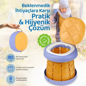 Lazımlık Portatif Katlanabilir Taşınabilir Çocuk Tuvaleti, 80KG Taşıma Kapasiteli, Tabure, Sarı