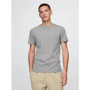 Erkek Gri Organik Pamuk Cepli T-Shirt