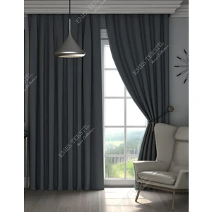 Antrasit Gri Blackout, Işık Geçirmez Karartma Güneşlik, Pilesiz  (Tek Kanat Fon Perde)