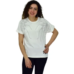 Kadın Yarım Kol Sıfıryaka Taşlı Likralı Tişöt  BGL-ST04655