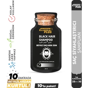 Softto Plus Black Hair Doğal Görünümlü Saç Siyahlaştırıcı Anında Etkili Şampuan Boya  25 mlX10 Adet