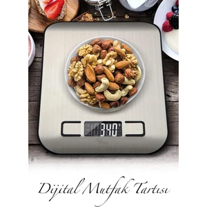 Dijital Hassas Tartı Paslanmaz Yüzeyli Mutfak Terazisi 10 Kg/1 gr Hassasiyet