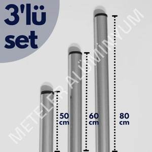 Gri Alüminyum Oklava 3'lü Set