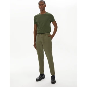 Erkek Keten Görünümlü Regular Düz Paça Yeşil Pantolon