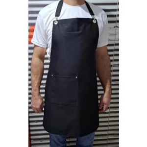 Mutfak Önlüğü siyah Leke Tutmayan Kumaş Ayar Askılı
