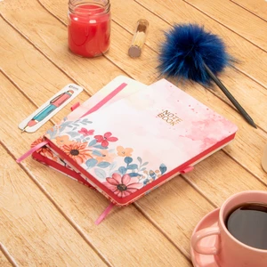 13,5x20 cm Çiçekli Sert Kapak Noktalı Tarihsiz Dikişli Not Okul Defteri