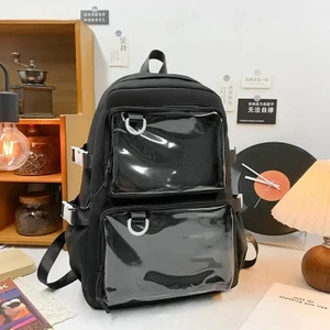 Japon Kawaii Itabag Kadınlar Yeni 2025 Şeffaf Sırt Çantası Kadınlar Büyük Kapasite Ita Backpack Okul Çantaları Üniversite Öğrencisi Jkcolor: Siyah (Yurt Dışından)