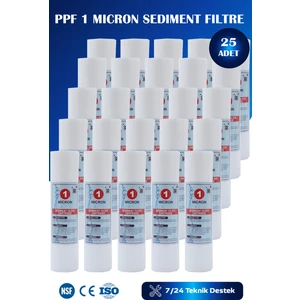 Açık Kasa Su Arıtma Cihazı Uyumlu 10 Inch 1 Mikron Sediment Spun Filtre (25 ADET)