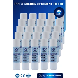 Açık Kasa Su Arıtma Cihazı 10 Inç 5 Mikron Sediment Spun Filtre (25 Adet)