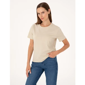 Pierre Cardin Kadın Kum Regular Fit Basic Tişört 50305766-VR085