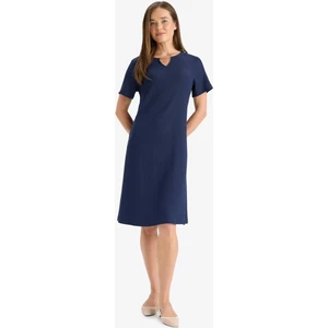 Regular Fit Apaş Yaka Basic Düz Bürümcük Kısa Kollu Midi Elbise D3834AX25SM
