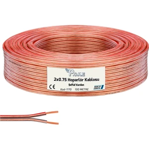 2x0.75 Hoparlör Kablosu Şeffaf Kordon 100MT Poke PK-1170