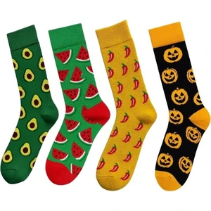 Goma Goma Socks Desenli Figürlü 4 Lü Renkli Eğlenceli Unisex Çorap Seti Avokado Karpuz Biber Balkabağı Temalı Kombin