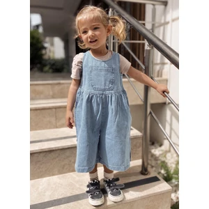 Önü Cepli Kot Tulum 2-7 Yaş Mavi