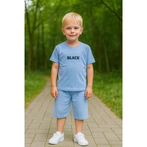 Black Baskı Fitillli Şortlu Basic Kız Erkek Çocuk Yazlık Şortlu Takım