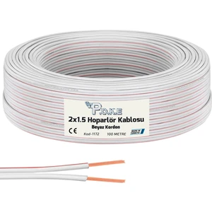 2x1.5 Hoparlör Kablosu Beyaz Kordon 100MT Poke PK-1172