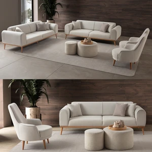 Edsy Home Rebul 3+3+1+1 Koltuk Takımı Krem Renk