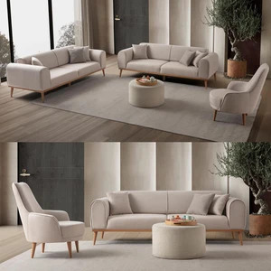 Edsy Home Rebull 3+3+1 Koltuk Takımı Sütlü Kahve