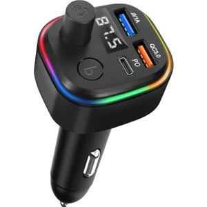 Araç Bluetooth 5.1 Fm Transmitter Cihazı Araba Müzik Mp3 Çalar Oto Çakmaklık 30w Hızlı Şarj Aleti