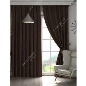 Kahverengi Blackout, Işık Geçirmez Karartma Güneşlik, Pilesiz (Tek Kanat Fon Perde)