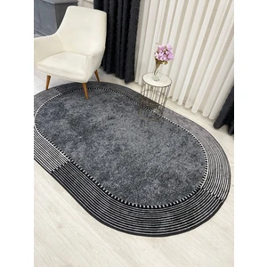 Gri-Siyah Jüt Sisal Görünüm Kaymaz Taban Halı