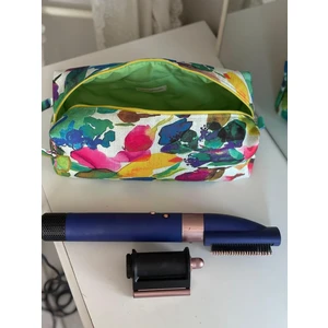 Baby Kangaroo suluboya çiçek Desenli  Leke Tutmaz Saç Şekillendirici Çantası, Airstrait ve Tüm Saç Şekillendiricilerine Uyumlu çanta,  Xl Boy Seyahat Çantası, Büyük Makyaj Çantası,Organizer