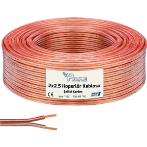 2x2.5 Hoparlör Kablosu Şeffaf Kordon 100MT Poke PK-1182