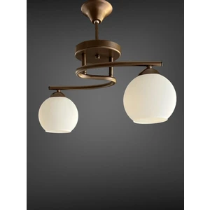 Avizeviaydınlatma Kahve Rengi Poyraz Beyaz Camlı Salon Oda 2 Li Avize