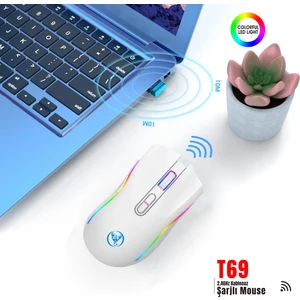 T69 Kablosuz Rgb 4800 Dpı Oyuncu Mouse - 650 Mah Yüksek Kapasiteli Batarya