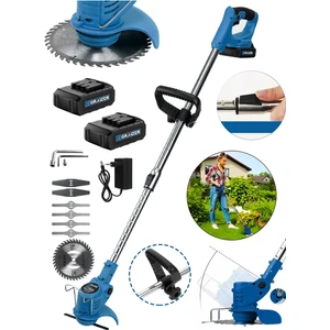 Pro Kızaklı Uzatma Kollu Akülü Ot Çalı Çim Biçme Şarjlı Tırpan-Mavi