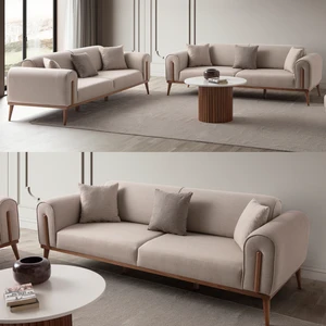 Edsy Home Riva 3+3 Koltuk Takımı Sütlü Kahve