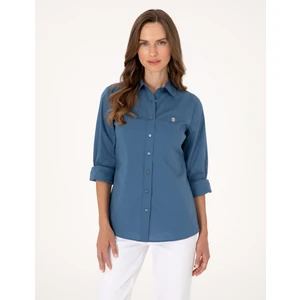 Pierre Cardin Kadın Açık Indigo Slim Fit Uzun Kollu Gömlek 50313589-VR073