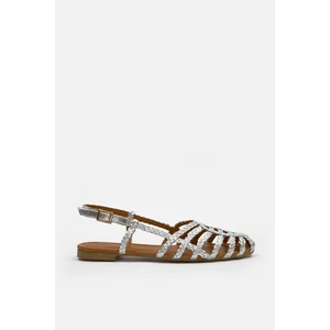 Sandra Gümüş Hakiki Deri Kadın Sandalet