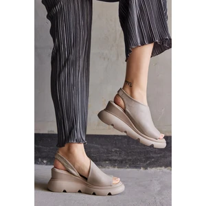 Heidi Vizon Hakiki Deri Kalın Tabanlı Kadın Sandalet