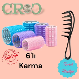 1225 Karma Bigudi 6lı Cırtlı - Yapışkanlı Saç Bigudisi
