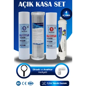 Açık Kasa Su Arıtma Cihazı 4 Aşamalı Filtre Seti Kokonat Bazlı Tatlandırıcılı